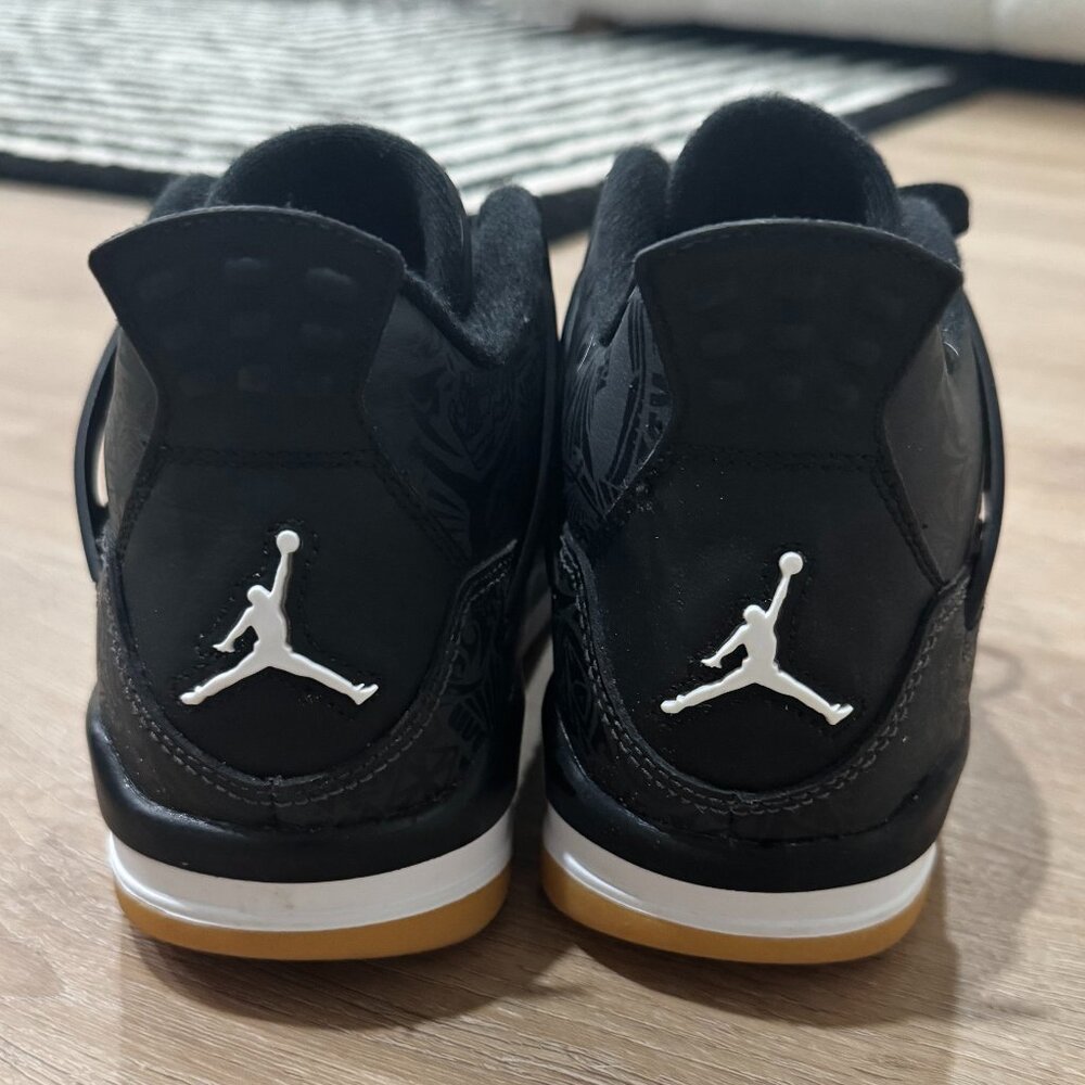 Jordan 4 Retro Laser Black Gum Sneakers | Youth 5Y (Women’s 6.5 / Men’s 5) - Picture 6 of 10